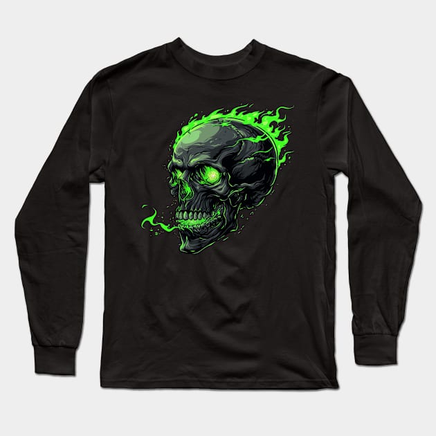 Ethereal Glow Skull Long Sleeve T-Shirt by thedoomseed